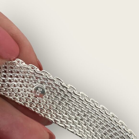 Thick mesh design .925 silver bracelet - Picture 2 of 7
